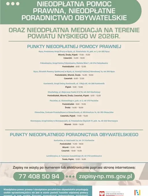 Bezpłatna pomoc prawna w powiecie nyskim – jak skorzystać?