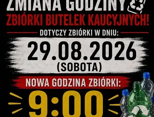 Zmiana godziny zbiórki butelek kaucyjnych w gminie Skoroszyce