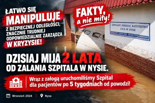 Dwa lata po powodzi w Nysie. Dyrektor szpitala odpowiada na zarzuty i podsumowuje odbudowę