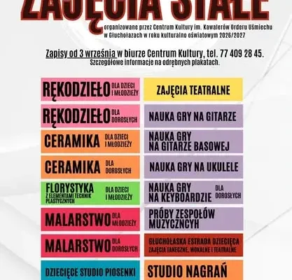 Ruszyły zapisy na zajęcia stałe w Centrum Kultury w Głuchołazach