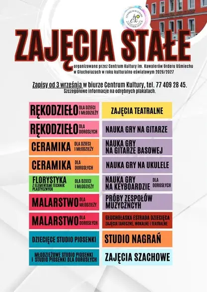 Ruszyły zapisy na zajęcia stałe w Centrum Kultury w Głuchołazach