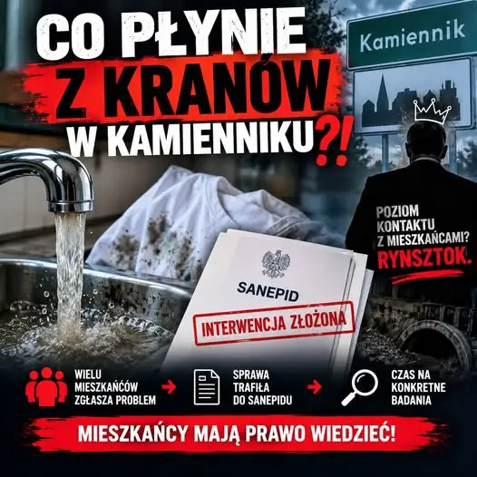 Mieszkańcy gminy Kamiennik podejrzewają problemy z wodą. Sprawa trafiła do Sanepidu