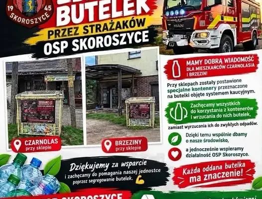 OSP Skoroszyce zbiera butelki dla mieszkańców Czarnolasu i Brzezin