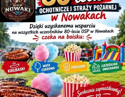 80-lecie OSP Nowaki – zaproszenie na uroczystości 19 września