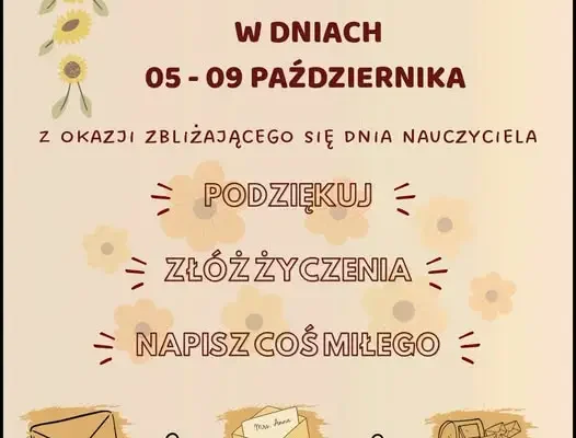 „Wyślij kartkę, zamiast sms-a” – szkolna akcja z okazji Dnia Nauczyciela