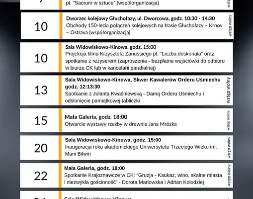 Październik w Centrum Kultury w Głuchołazach: wystawy, kolej i kino