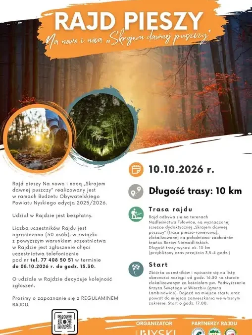 Rajd pieszy „Skrajem dawnej puszczy” w Nysie – zapisy do 8 października