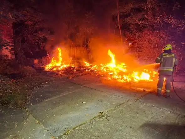 Pożar odpadów i ściółki leśnej między Łambinowicami a Sowinem