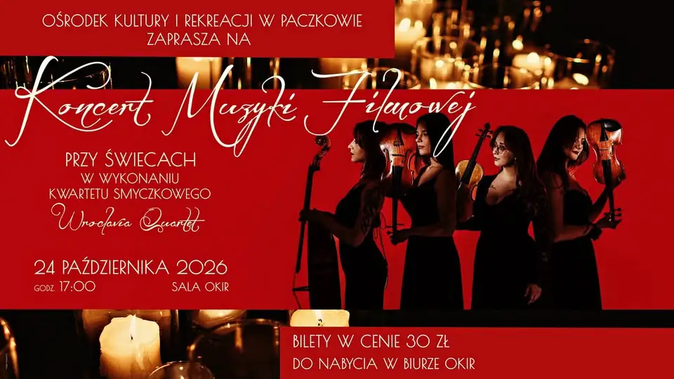 Koncert muzyki filmowej James Bond przy świecach w Paczkowie