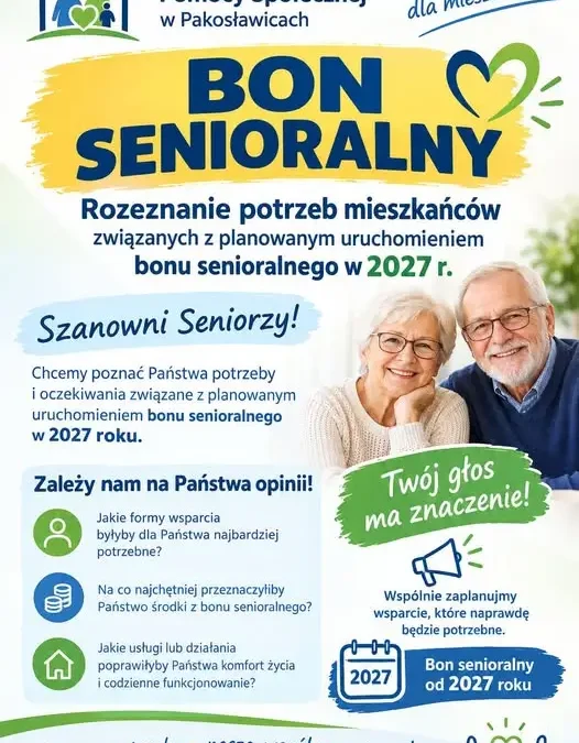 Gmina Pakosławice pyta seniorów o potrzeby. Rusza bon senioralny 2027